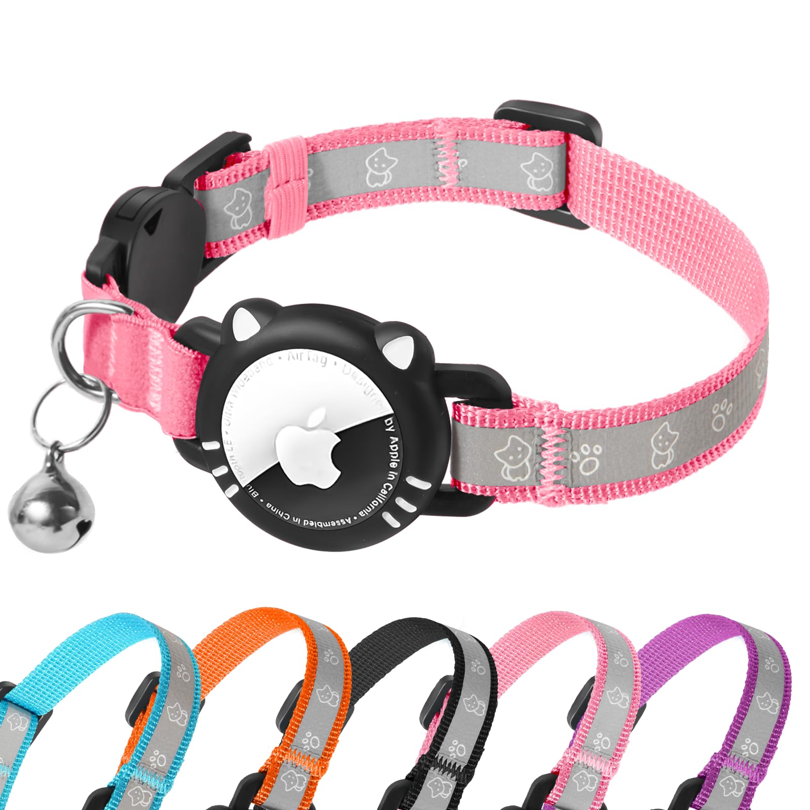 Reflective AirTag Cat Collar with Breakaway Buckle