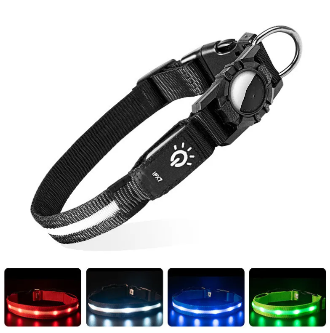 Luminous AirTag collar for pets, glow in the dark